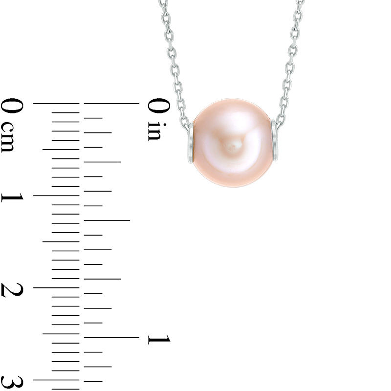 Main Image 2 of IMPERIAL® 9.0-10.0mm Pink Freshwater Cultured Pearl Threaded Necklace in Sterling Silver-20"