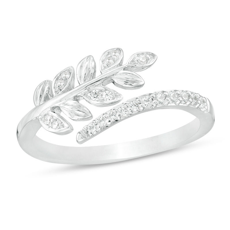 1/8 CT. T.W. Diamond Leaf Vine Wrap Ring in Sterling Silver