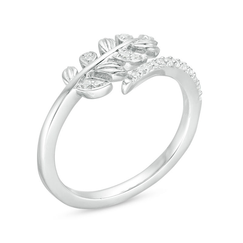 1/8 CT. T.W. Diamond Leaf Vine Wrap Ring in Sterling Silver