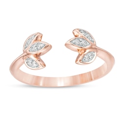 1/15 CT. T.W. Diamond Leaf Open Ring in 10K Rose Gold