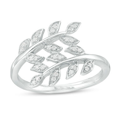 1 8 Ct T W Diamond Double Leaf Vine Wrap Ring In Sterling Silver Zales 1 8 Ct T W Diamond Double Leaf Vine Wrap Ring In Sterling Silver Zales