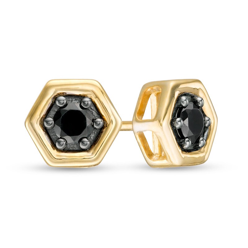 1/4 CT. T.W. Enhanced Black Diamond Solitaire Hexagon Stud Earrings in