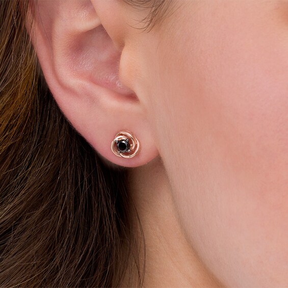 1/2 CT. T.W. Enhanced Black Diamond Solitaire Love Knot Stud Earrings