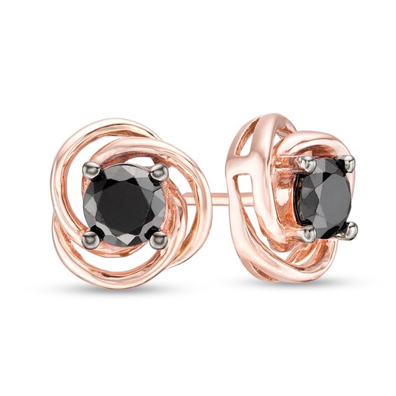 5/8 CT. T.W. Enhanced Black Diamond Solitaire Love Knot Stud Earrings in 10K Rose Gold 5/8 CT. T.W. Enhanced Black Diamond Solitaire Love Knot Stud Earrings in 10K Rose Gold