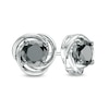 Thumbnail Image 1 of 1 CT. T.W. Black Diamond Solitaire Love Knot Stud Earrings in 10K White Gold