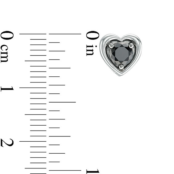 5/8 CT. T.w. Black Diamond Solitaire Heart Stud Earrings in 10K White Gold