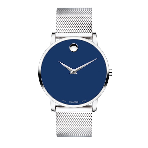 Men's Movado MuseumÂ® Classic Mesh Watch with Blue Dial (Model: 0607349)