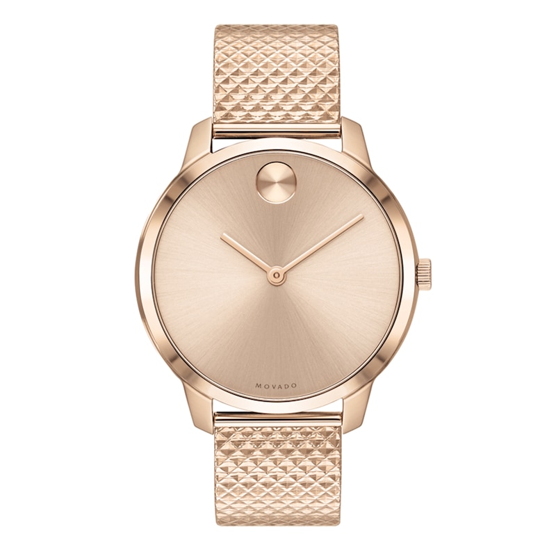 Ladies' Movado Bold® Rose-Tone IP Mesh Watch with Rose-Tone Dial (Model: 3600596)