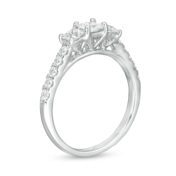 1 CT. T.w. Princess-Cut Diamond Past Present Future® Engagement Ring in 10K White Gold