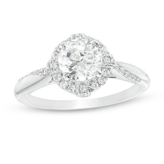 1-1/4 CT. T.W. Diamond Frame Bypass Engagement Ring in 14K White Gold 1-1/4 CT. T.W. Diamond Frame Bypass Engagement Ring in 14K White Gold