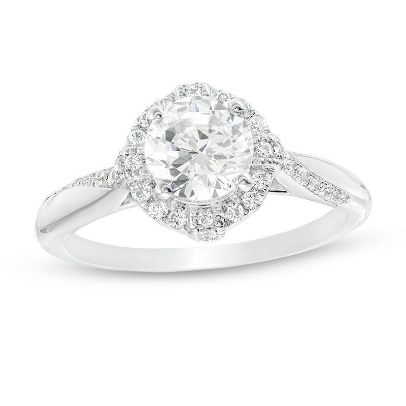 Main Image 1 of 1-1/4 CT. T.W. Diamond Frame Bypass Engagement Ring in 14K White Gold