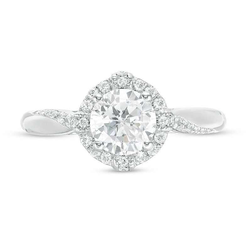 Main Image 3 of 1-1/4 CT. T.W. Diamond Frame Bypass Engagement Ring in 14K White Gold