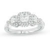 Thumbnail Image 1 of 1 CT. T.W. Asscher-Cut Diamond Past Present Future® Frame Engagement Ring in 14K White Gold