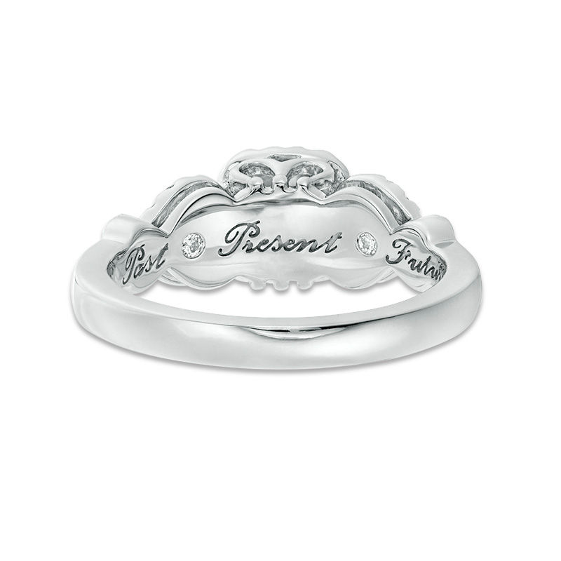 Main Image 4 of 1 CT. T.W. Asscher-Cut Diamond Past Present Future® Frame Engagement Ring in 14K White Gold