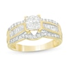 1 CT. T.W. Quad Princess-Cut Diamond Multi-Row Engagement Ring 10K Gold