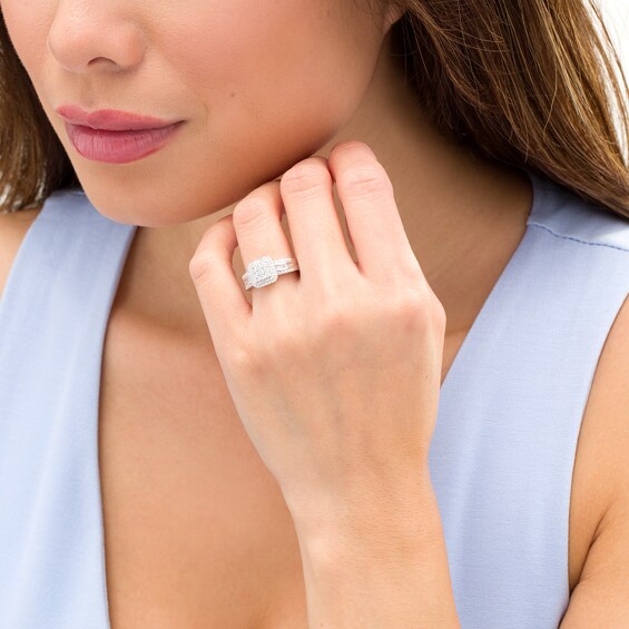 1/2 CT. T.W. Composite Diamond Double Octagonal Frame Engagement Ring in 10K White Gold 1/2 CT. T.W. Composite Diamond Double Octagonal Frame Engagement Ring in 10K White Gold