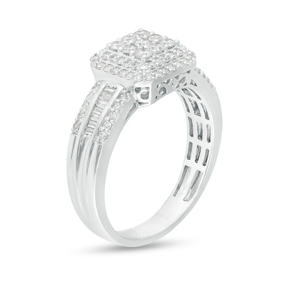 1/2 CT. T.W. Composite Diamond Double Octagonal Frame Engagement Ring in 10K White Gold 1/2 CT. T.W. Composite Diamond Double Octagonal Frame Engagement Ring in 10K White Gold