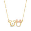 Thumbnail Image 1 of Child’s Disney Twinkle Mickey Mouse & Minnie Mouse White Sapphire Interlocking Necklace in 14K Two-Tone Gold - 15"