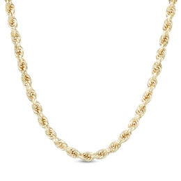 035 Gauge Hollow Glitter Rope Chain Necklace in 10K Gold - 22&quot;