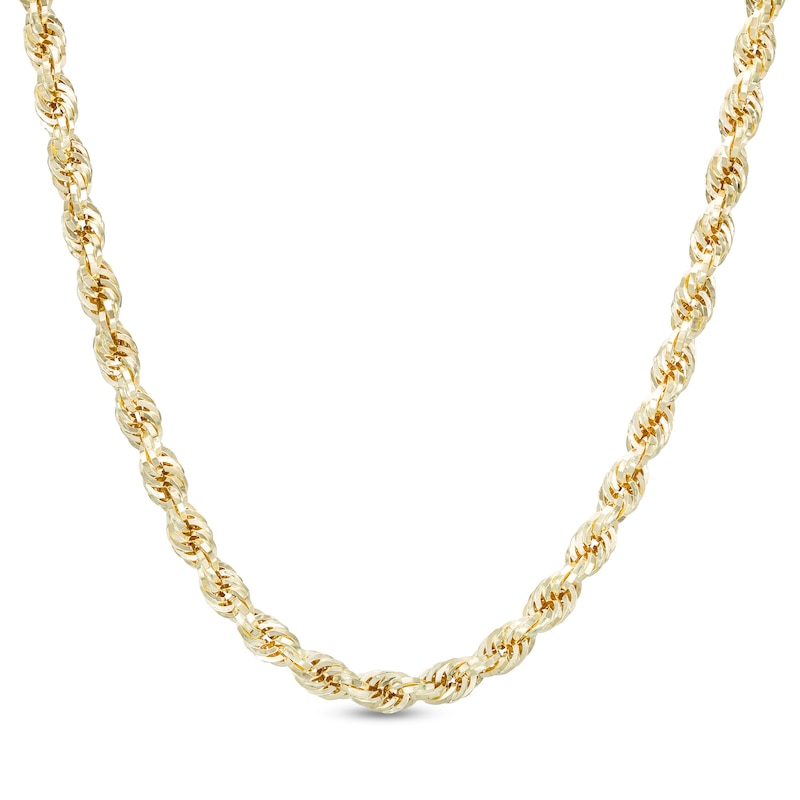 5.0mm Glitter Rope Chain Necklace in Hollow 10K Gold - 22"