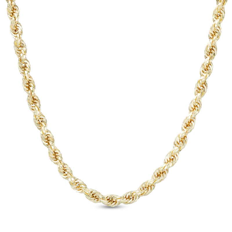 Main Image 1 of 5.0mm Glitter Rope Chain Necklace in Hollow 10K Gold - 22"