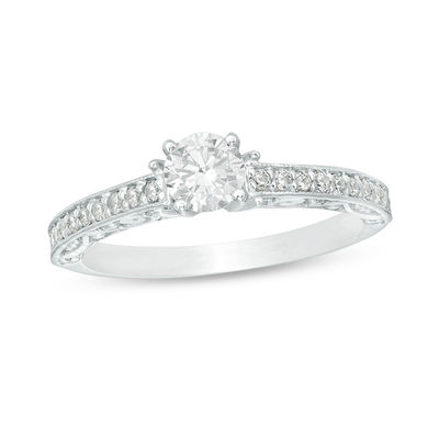 5 8 Ct T W Diamond Art Deco Style Engagement Ring In Platinum I Si2