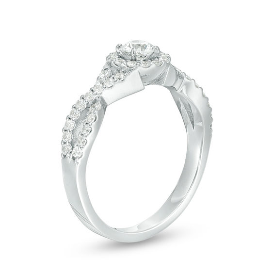 1/2 CT. T.w. Diamond Frame Twist Engagement Ring in Platinum (I/Si2)