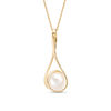Thumbnail Image 1 of IMPERIAL® 9.5-10.0mm Freshwater Cultured Pearl Swirl Frame Open Drop Pendant in 14K Gold