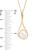 Thumbnail Image 2 of IMPERIAL® 9.5-10.0mm Freshwater Cultured Pearl Swirl Frame Open Drop Pendant in 14K Gold