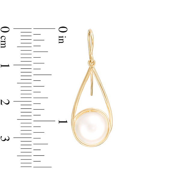 ImperialÂ® 9.5-10.0mm Freshwater Cultured Pearl Swirl Frame Open Teardrop Earrings in 14K Gold