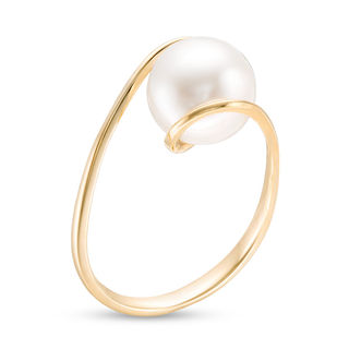 IMPERIAL® 9.5-10.0mm Cultured Freshwater Pearl Swirl Bypass Ring in 14K ...