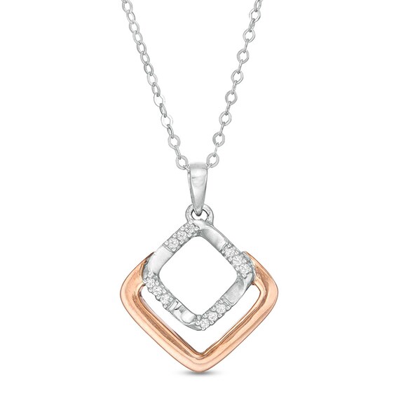 1/20 CT. T.W. Diamond Double Open Square Pendant in 10K Two-Tone Gold 1/20 CT. T.W. Diamond Double Open Square Pendant in 10K Two-Tone Gold