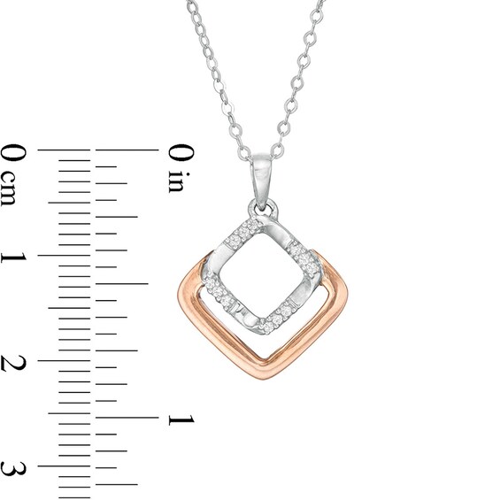 1/20 CT. T.W. Diamond Double Open Square Pendant in 10K Two-Tone Gold 1/20 CT. T.W. Diamond Double Open Square Pendant in 10K Two-Tone Gold