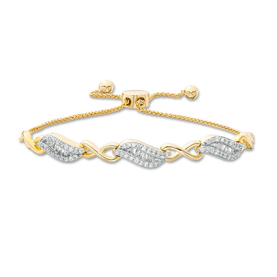5/8 CT. T.W. Diamond Alternating Infinity Bolo Bracelet in 10K Gold - 9.5" 5/8 CT. T.W. Diamond Alternating Infinity Bolo Bracelet in 10K Gold - 9.5"