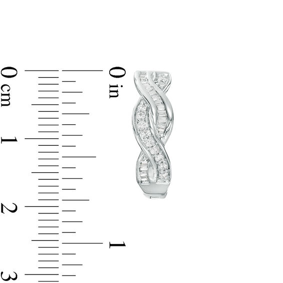 1/2 CT. T.w. Diamond Twist Hoop Earrings in Sterling Silver