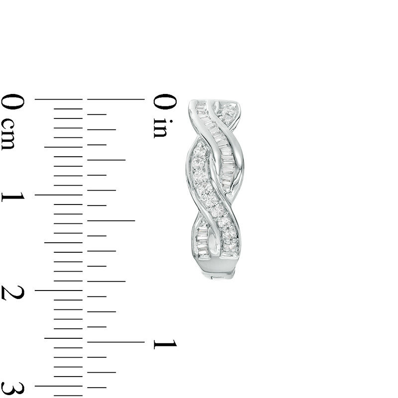 Main Image 3 of 1/2 CT. T.W. Diamond Twist Hoop Earrings in Sterling Silver