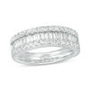 Thumbnail Image 1 of 1 CT. T.W. Baguette and Round Diamond Triple-Row Ring in 10K White Gold