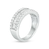 Thumbnail Image 3 of 1 CT. T.W. Baguette and Round Diamond Triple-Row Ring in 10K White Gold