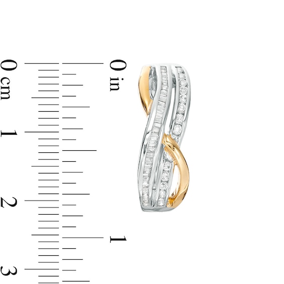 1/2 CT. T.w. Diamond Double Row Twist Hoop Earrings in 10K Two-Tone Gold