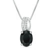Thumbnail Image 1 of Oval Onyx and White Topaz Multi-Row Pendant in Sterling Silver