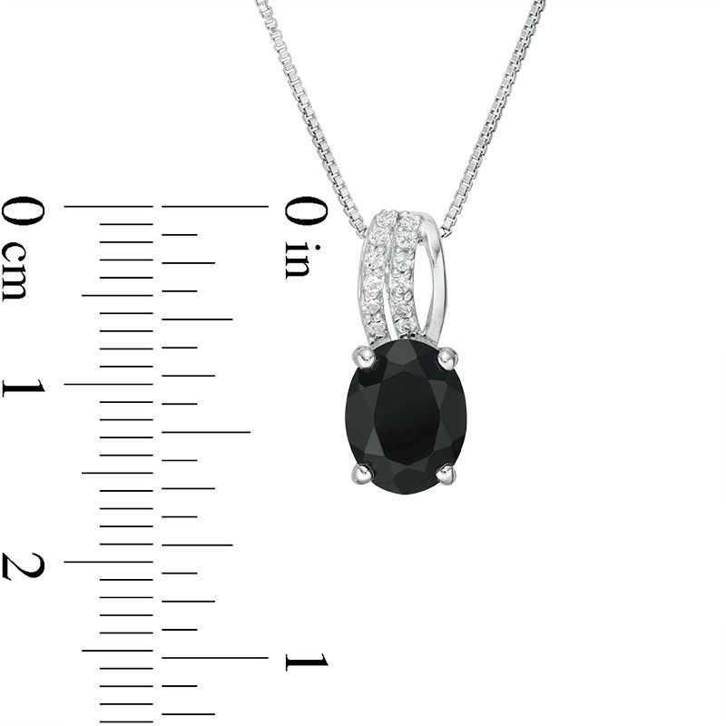 Main Image 3 of Oval Onyx and White Topaz Multi-Row Pendant in Sterling Silver