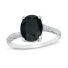 Oval Onyx and Diamond Accent Curved Bypass Ring in Sterling Silver