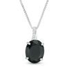 Thumbnail Image 1 of Oval Onyx and Diamond Accent Pendant in Sterling Silver