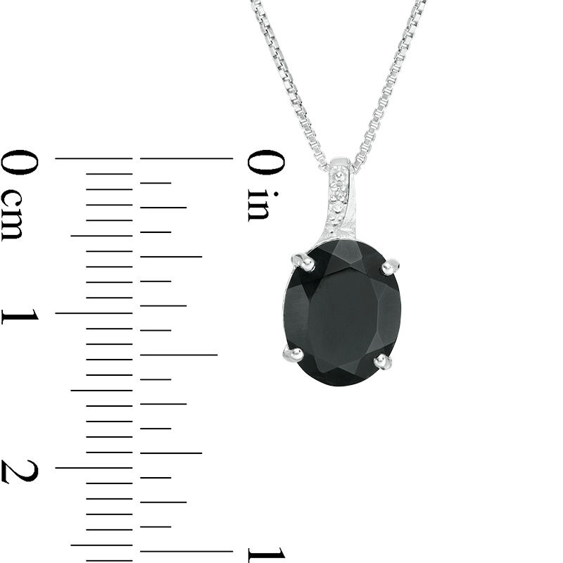 Main Image 3 of Oval Onyx and Diamond Accent Pendant in Sterling Silver