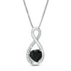 Thumbnail Image 0 of 6.0mm Heart-Shaped Onyx and Diamond Accent Infinity Pendant in Sterling Silver