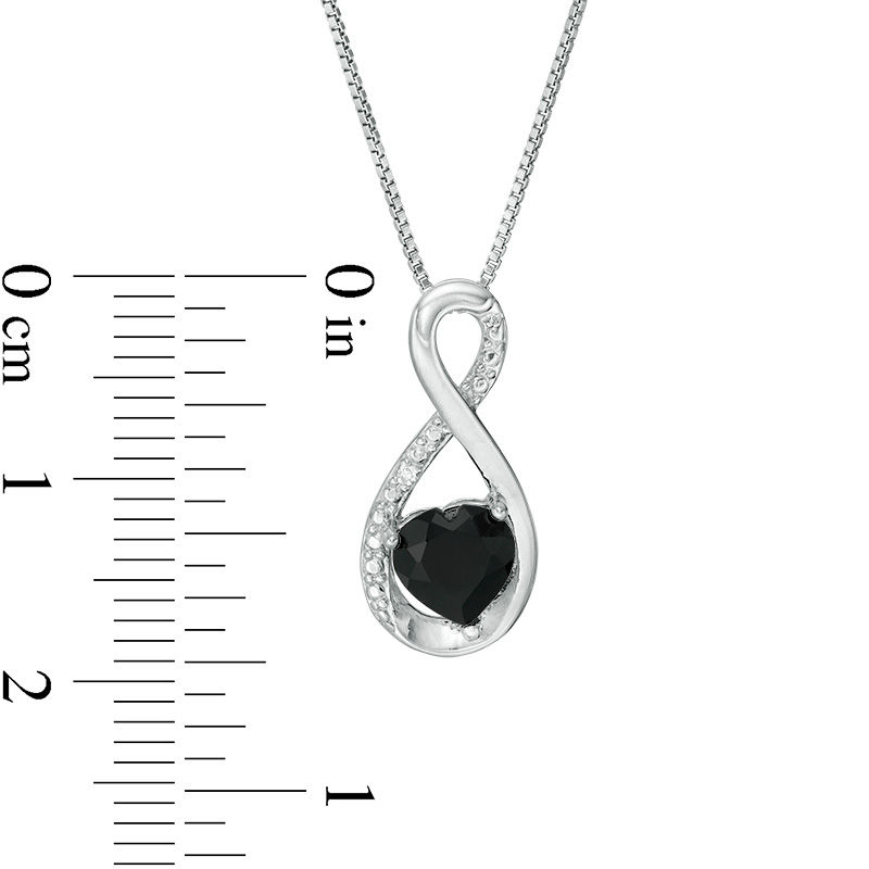 6.0mm Heart-Shaped Onyx and Diamond Accent Infinity Pendant in Sterling Silver