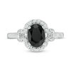 Oval Onyx and White Topaz Buckle Frame Ring in Sterling Silver