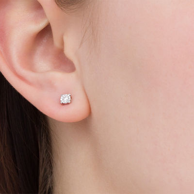 Diamond Mens Cluster Stud Earrings 1/5ct 10k White Gold 
