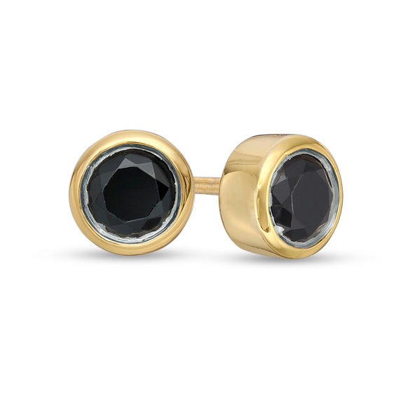1/2 CT. T.W. Enhanced Black Diamond Bezel-Set Solitaire Stud Earrings in 10K Gold 1/2 CT. T.W. Enhanced Black Diamond Bezel-Set Solitaire Stud Earrings in 10K Gold