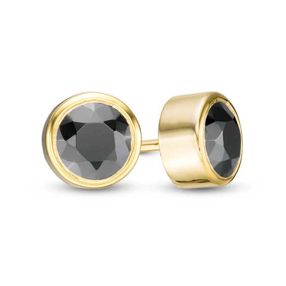 3/4 CT. T.W. Enhanced Black Diamond BezelSet Solitaire Stud Earrings